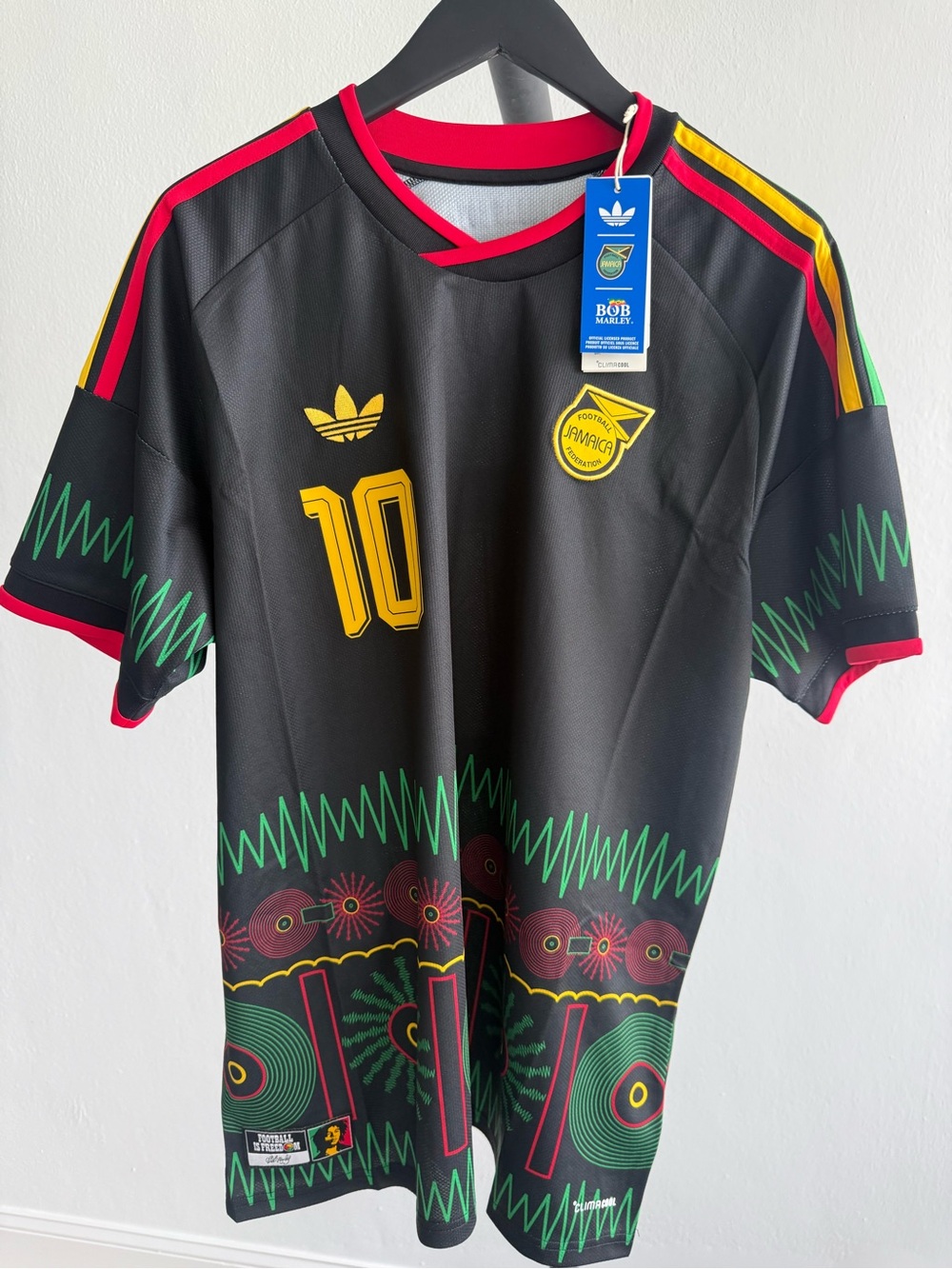 adidas Jamaica Bob Marley #10 Soccer Jersey Men XL Black